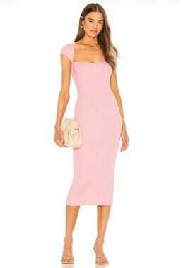 One Grey Day x Revolve Samantha Ribbed Midi Dress in Pink Size Large
